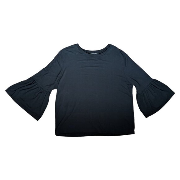 Streetwear Society Soft Stretchy Black Long Sleeve Top, Flared Sleeves Women S - Picture 4 of 9